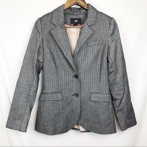 H&M Padded Black Elbow Gray Blazer Size 6